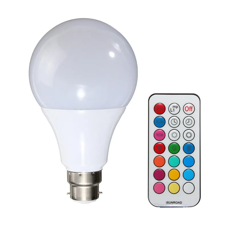 

E27/B22 RGB LED Light Bulb Lamp Dimmable 10W AC85-265V Wireless Spotlight Bulb Lighting Color Change With Remote Rontrol