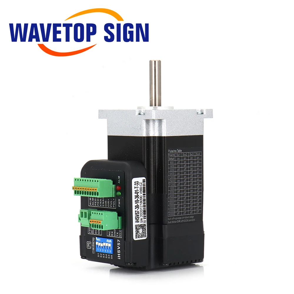 WaveTopSign 미니 서보 모터 및 드라이버, Nema 23 통합 AC 서보 모터, 100W, 0.29N.m, 3000RPM, 3.5A, 36VDC 샤프트, 직경 8mm, 57x76mm