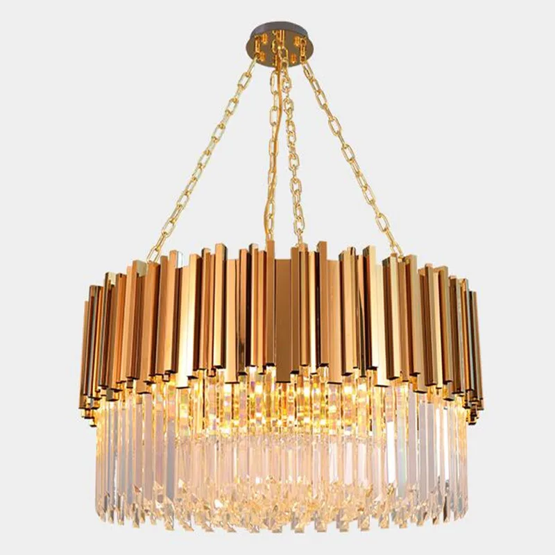 Stainless steel and New Lighting Chandelier Modern Polished Round Living Room Dining Room Crystal Lamp Luxury Crystal Chandelier