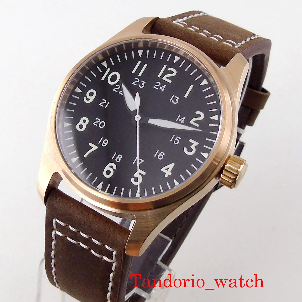 Tandorio Japan NH35A PT5000 Massiv Bronze 200m Wasserdicht 39mm Automatik Herrenuhr Saphirglas C3 Leuchtmarkierungen