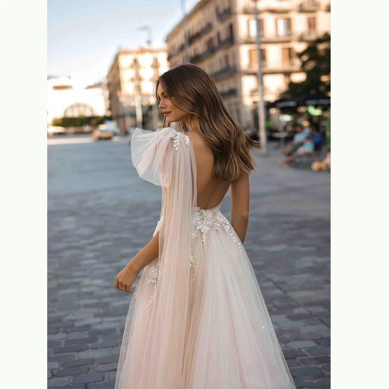 Sevintage Berta-vestidos De Novia bohemios con apliques De encaje, Vestido De Novia De playa De un hombro