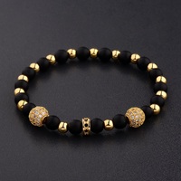 2023 Fashion CZ Zircon Copper Ball Bracelet Female Classic Round Stone Beads Golden Stretch Bracelets Party Fashion Jewelry