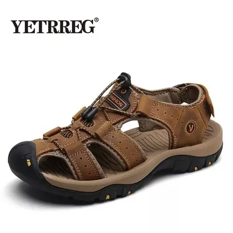 Men's Leather Summer Beach Sandals Vancat