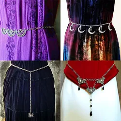 Occidental witchcraft moon pentacle belt chain spider bat pagan body chain