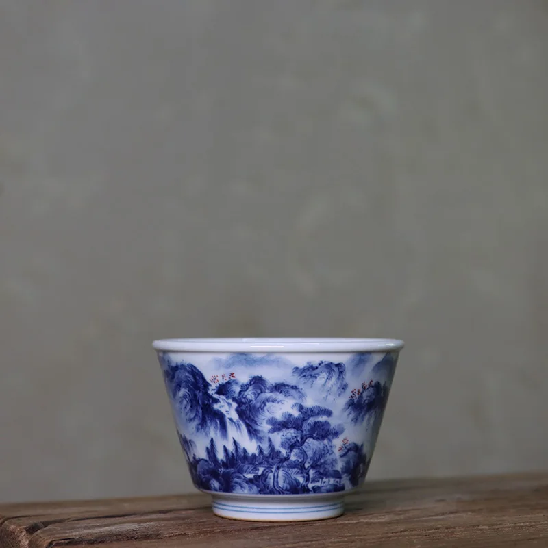 

|Blue and white landscape painted inside and outside the full JingLin hidden VAT cup 170 cc