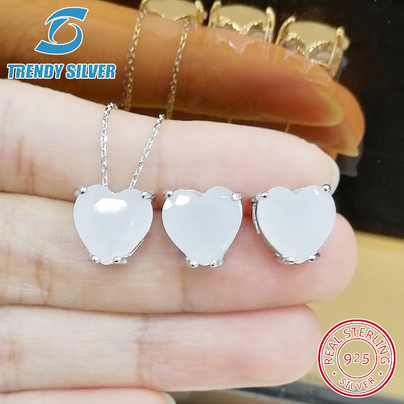 

elegant women's s925 pure sterling silver jewelry necklace pendant earring sets certified original beauty accessories for women