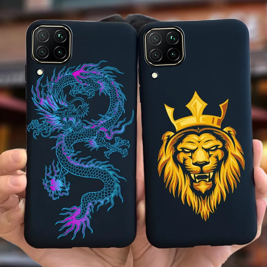 For Huawei P40 Lite Case Nova 7i Cool Dragon Lion Patterned Back Cover For Huawei Nova 7i Phone Cases P40Lite Nova7i Full Bumper