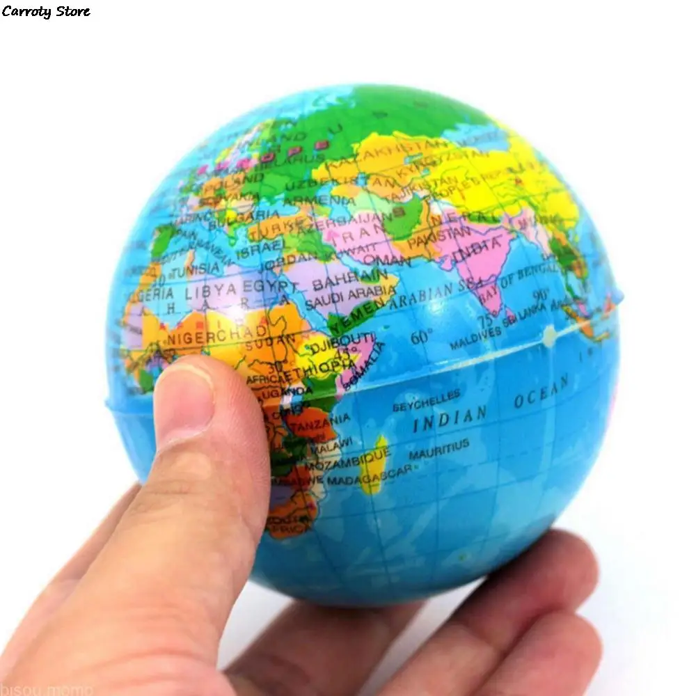 1pcs Interesting Hand Wrist Exercise Stress Relief Squeeze Soft Foam Ball World Map Foam Earth Globe