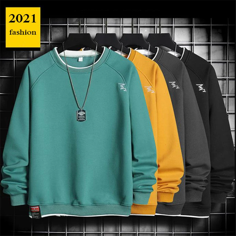 Harajuku Mens Sweatshirts Multi Color O Neck Fashion Sweatshirt 2021 New Arrival Baggy Pullover Plus Size Sudadera Para Hombre