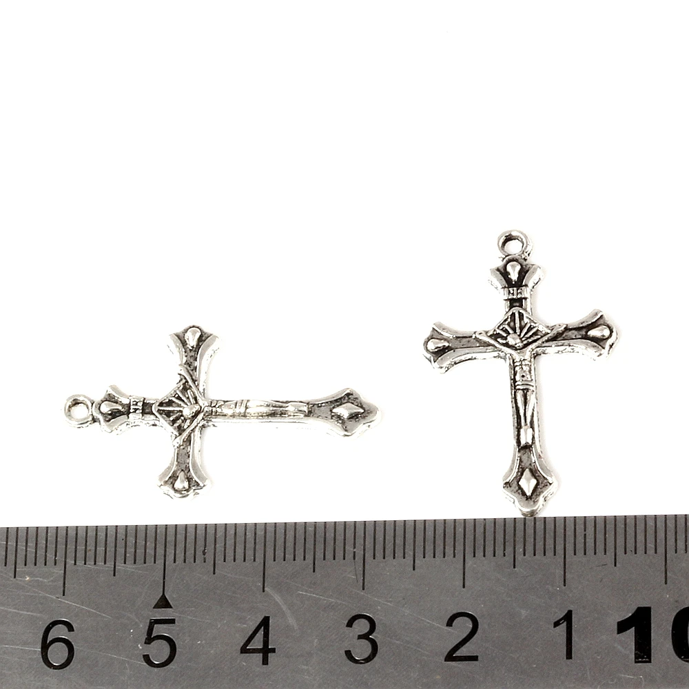100Pcs Alloy Jesus Crucifixion Cross Charm Pendants For Jewelry Making Bracelet Necklace DIY Accessories 20x33mm A-492