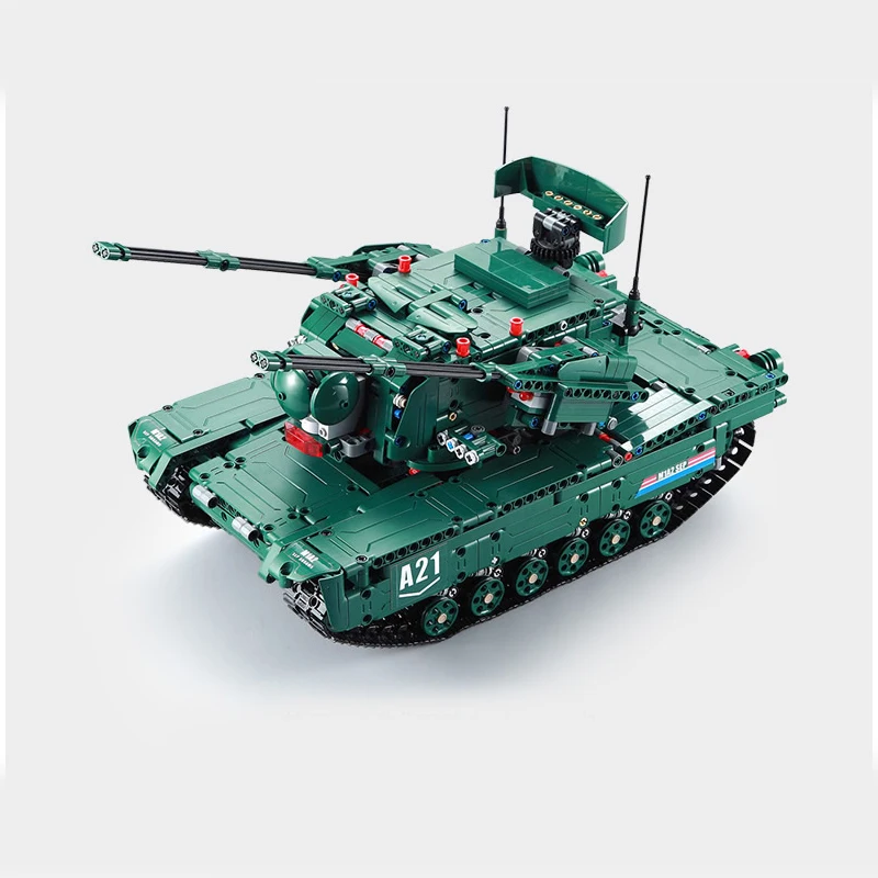 Blocos de construção RC Battle Tank para crianças, 1:20 M1A2, arma militar, tanque de controle remoto, tijolos C61001, brinquedo antiaéreo, 1498 peças