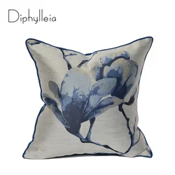 Diphylleia Oriental Art Satin Jacquard Pillow Case Magnolia Flower Embroidery Luxury Cushion Cover For Living Room Sofa Chair