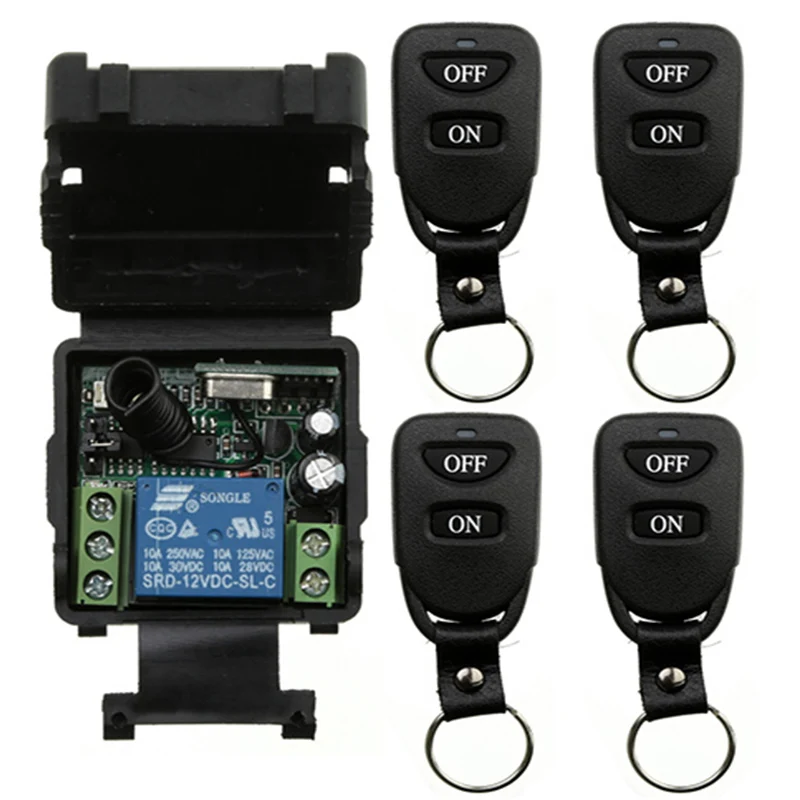 

Wireless Remote Control Light Switch 10A Relay Output Radio DC12V 24V 1CH 1CH Receiver Module + Belt buckle Transmitter