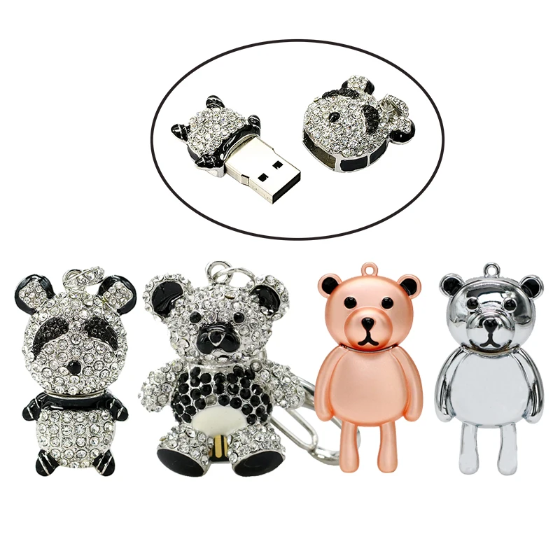 

Diamond Crystal Panda Usb Flash Drives Thumb Pendrive Crystal Animal Bear U Disk Necklace Usb Memory Stick Storage 4GB 8GB 16GB