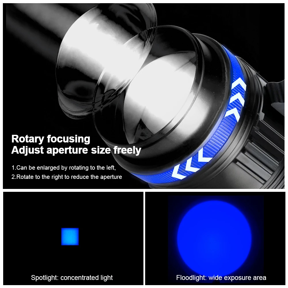 Powerful Fishing Light with Tripod 4 Color Searchlight Zoomable Flashlight Portable Spotlight Handheld Emergency Light