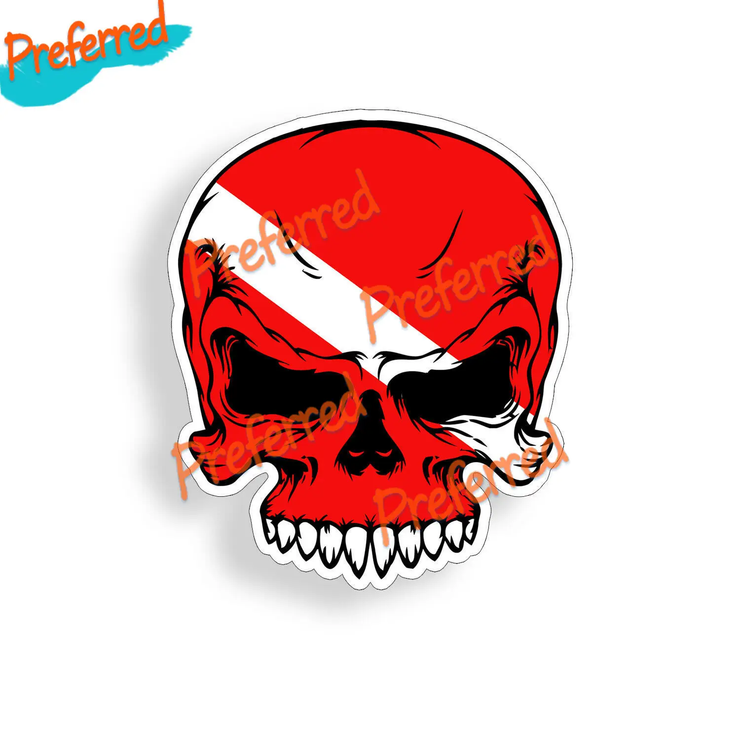 Diver Down Scuba Diving Skull Sticker Decal Flag Car Truck Cup Kayak Laptop Diving Helmet Toolbox Die-Cut Waterproof PVC