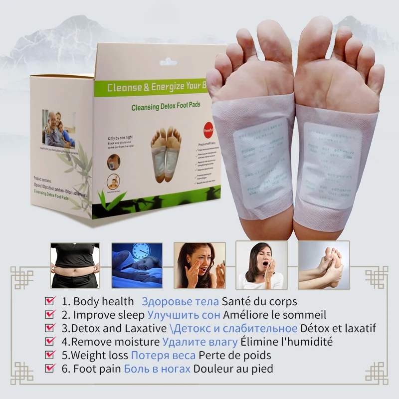 Original Detox foot patches pads body toxin For Slimming Cleansing Herbal Detox Foot Patch Stress Relief Deep Sleep Health Care