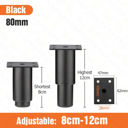 KAK Adjustable Furniture Leg Cold Rolled Steel Black White Table Feet Replacement Cabinet Sofa Metal Foot Furniture Hardware - Image 14