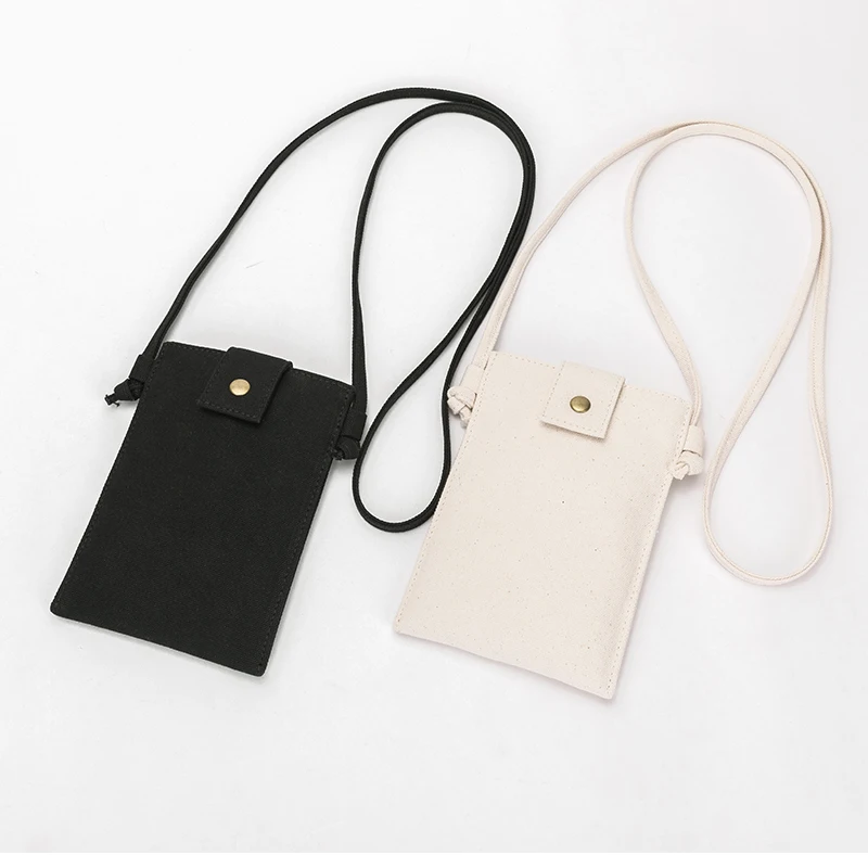 Canvas mobile phone bag female small bag portable coin purse cloth bag Korean vertical mini crossbody small bag