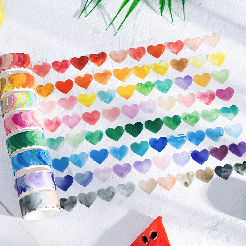 100 pcs/lot Kawaii Washi tape Gradient love heart sticker Scrapbooking material Labels For Children Stationery