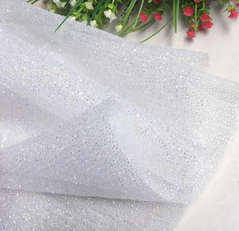 Special Seersucker White Apricot Champagne Color Thick Glitter Sparkling Sequined Yarn Wedding Designer Fabric