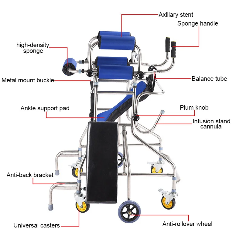 6 Wheels Walkers for the Elderly Walker Old People Walking Stick Walking Rehabilitation Device Anti-backward Rollover Shelf