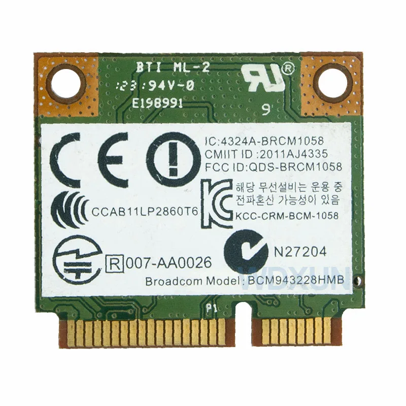 BCM943228HMB BCM943228 802.11a/b/g/n Mini pci-e Wifi Card 300Mbps 2.4Ghz 5Ghz wireless Bluetooth 4.0 Adapter DELL ASUS ACER