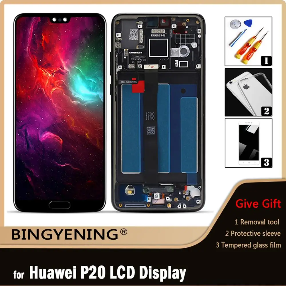 Original For Huawei P20 LCD Display Screen Touch Digitizer Assembly For 5.8 inch Huawei P20/EML L29 L22 L09 Phone With Frame