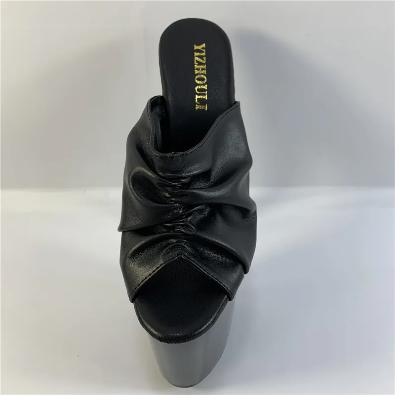 23 cm stiletto heels for ladies, chunky crinkled upper slippers, 8 inch sexy nightclub pole dancing show slippers