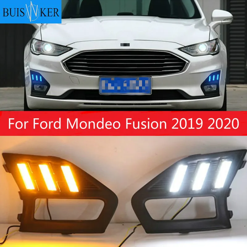 

2Pcs For Ford Mondeo Fusion 2019 2020 LED DRL Daytime Running Lights LED Daylight Fog light waterproof