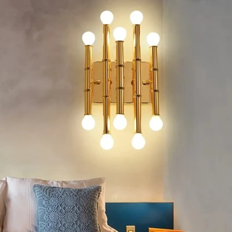 Meurice Wall sconce Bamboo Shape Pipe gold wall light Loft  Modern Led Mirror Light for Bar Home Decor gold wall light