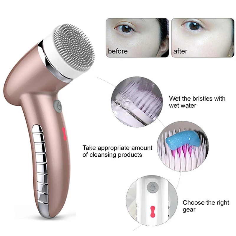 Facial Cleansing Brush Rechargeable Electric Spin Face Brush Waterproof Face Scrubber Massager with 4 Brush Heads Facial Machine