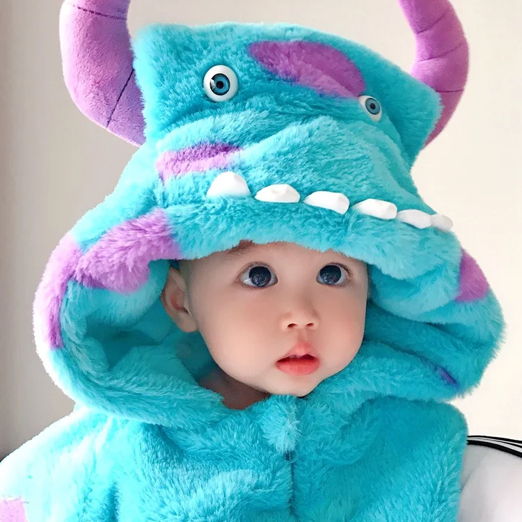 Disney baby romper Sullivan monster cartoon shooting suit children thick autumn winter clothes cute animal pajamas Monsters Inc