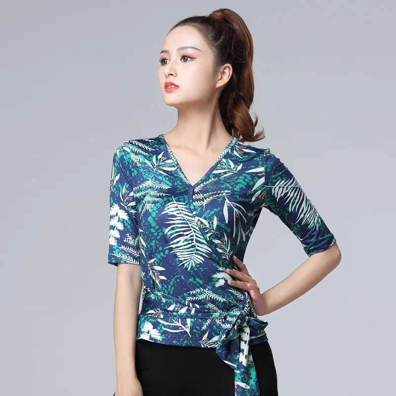 Latin Tops Women Dance Basic Clothing Dancewear Sexy Modern Ballroom Samba Tango Flamengo Dancing Practice T-shirt Costume Dance