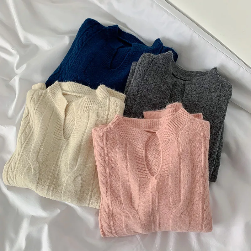 

Fall 2021 Women Clothing Women Sweater Pullover Female Knitting Sweaters Skinny Tops Loose Elegant Knitted Outerwear Thick Slim