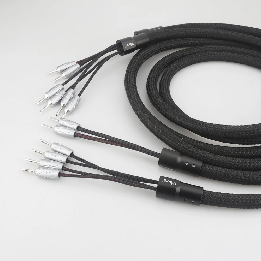 Viborg VS901 하이파이 스피커 케이블, Viborg 순수 구리 바나나 플러그 HiFi 홈 시네마 용 Biwire 스피커 케이블