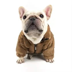 Plush Warm Dog Clothes Luxury Designer Pet Coat Small Medium puppy French Bulldog Autumn Winter Plus Velvet Warm Coat Jacket