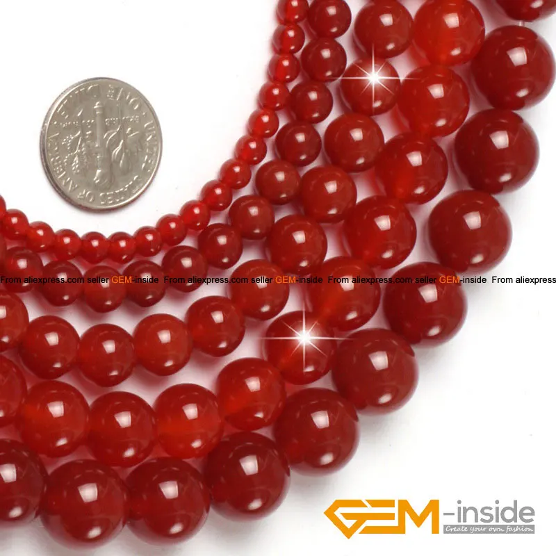 Natural Red Agates Round Loose Spacer Accessorries Beads For Jewelry Making Strand 15\