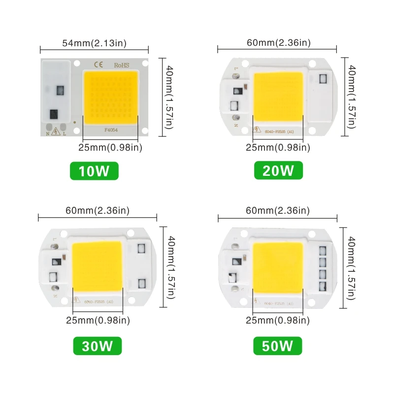 Chip della pannocchia del LED 10W 20W 30W 50W Chip della luce di inondazione ca 220V 110V proiettore a spettro completo Lampada LED coltiva il Chip