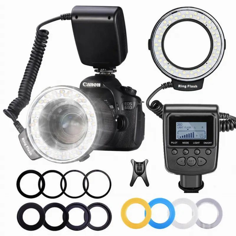 Led Macro & Ring Lights Flasher Speedlight Photo Flash Light for Canon Nikon Samsung Fujifilm Olympus Pentax Dlsr Cameras