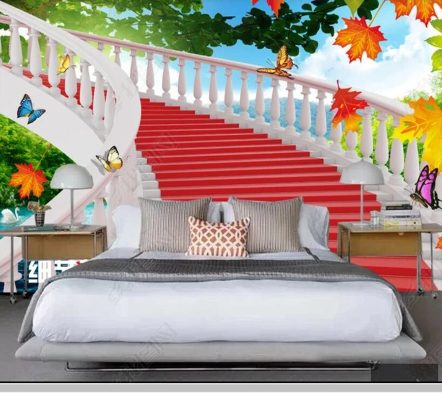 

Papel de parede European style 3d stereo stair porch Interior architecture 3d wallpaper mural,living room bedroom wall decor