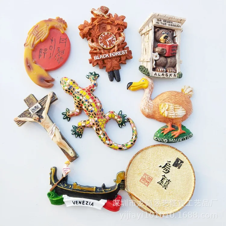 Imanes de viaje mundial para refrigerador, Souvenirs de Venecia, España, Alemania, Baden, Alaska, dulzura, Dodo, Israel, Fénix chino