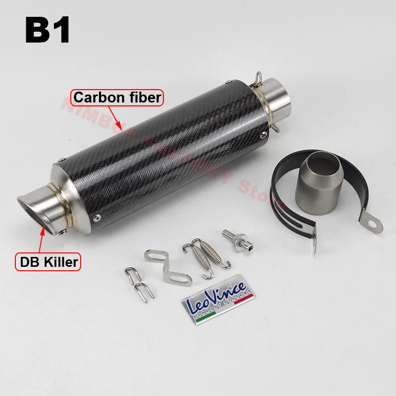 51mm Universal Motorcycle Carbon Fiber Exhaust Muffler with DB Killer E-MARK Escape for Yamaha YZF R6 R15 FZ6N BK400 Z1000 gsxr