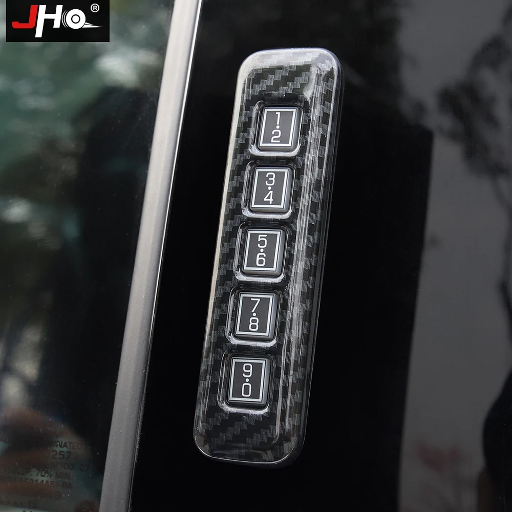 JHO ABS Chrome Carbon Grain Door Lock Password Panel Cover Trim Overlay For Ford F150 Raptor 2015-2020 2019 2018 2017 Limited