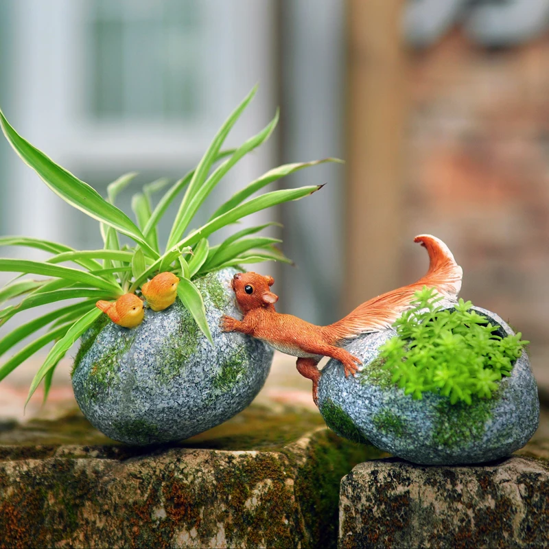 Outdoor Cute Frog Flower Pot Resin Accessories Home Garden Balcony Animal Vase Decoration Office Desktop Table Figurines Crafts