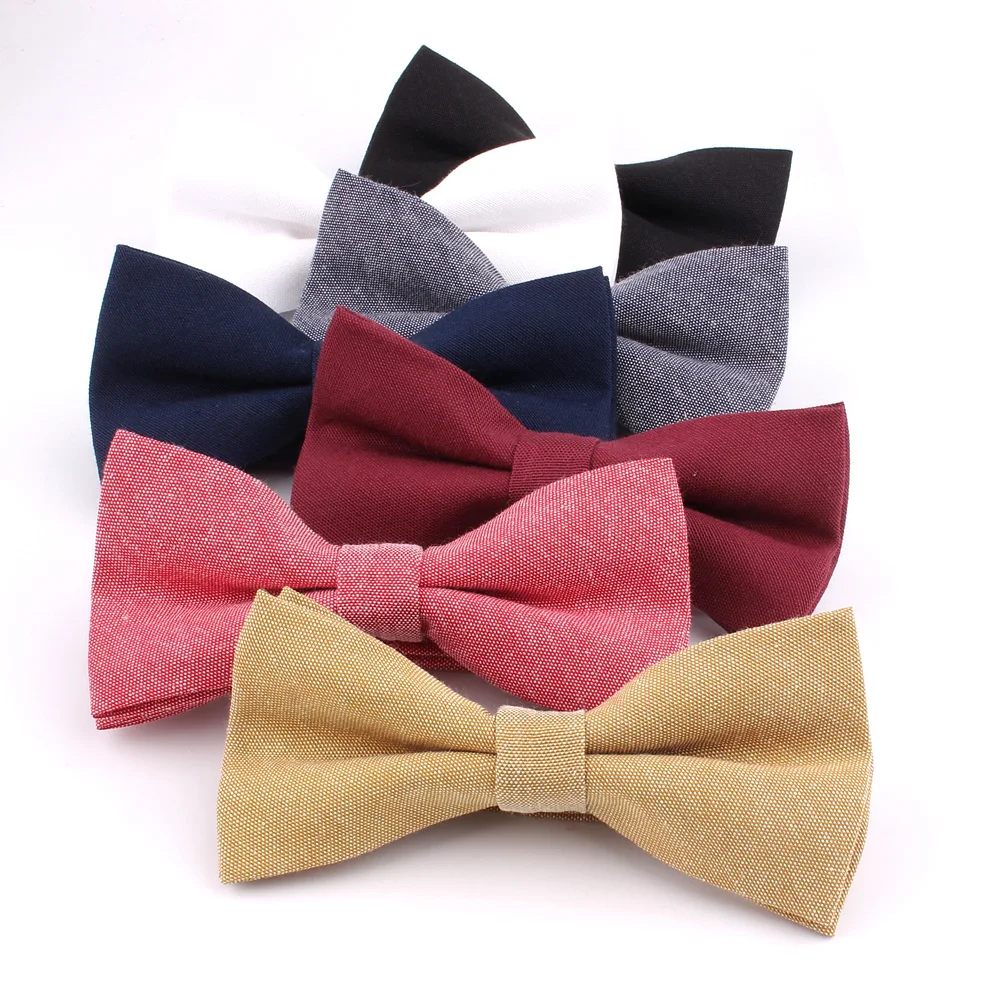 Cotton Bowtie For Groom Fashion Striped Bow tie For Men Women Solid Color Bow knot Adult Bow Ties Cravat Groomsmen Gifts Bowties