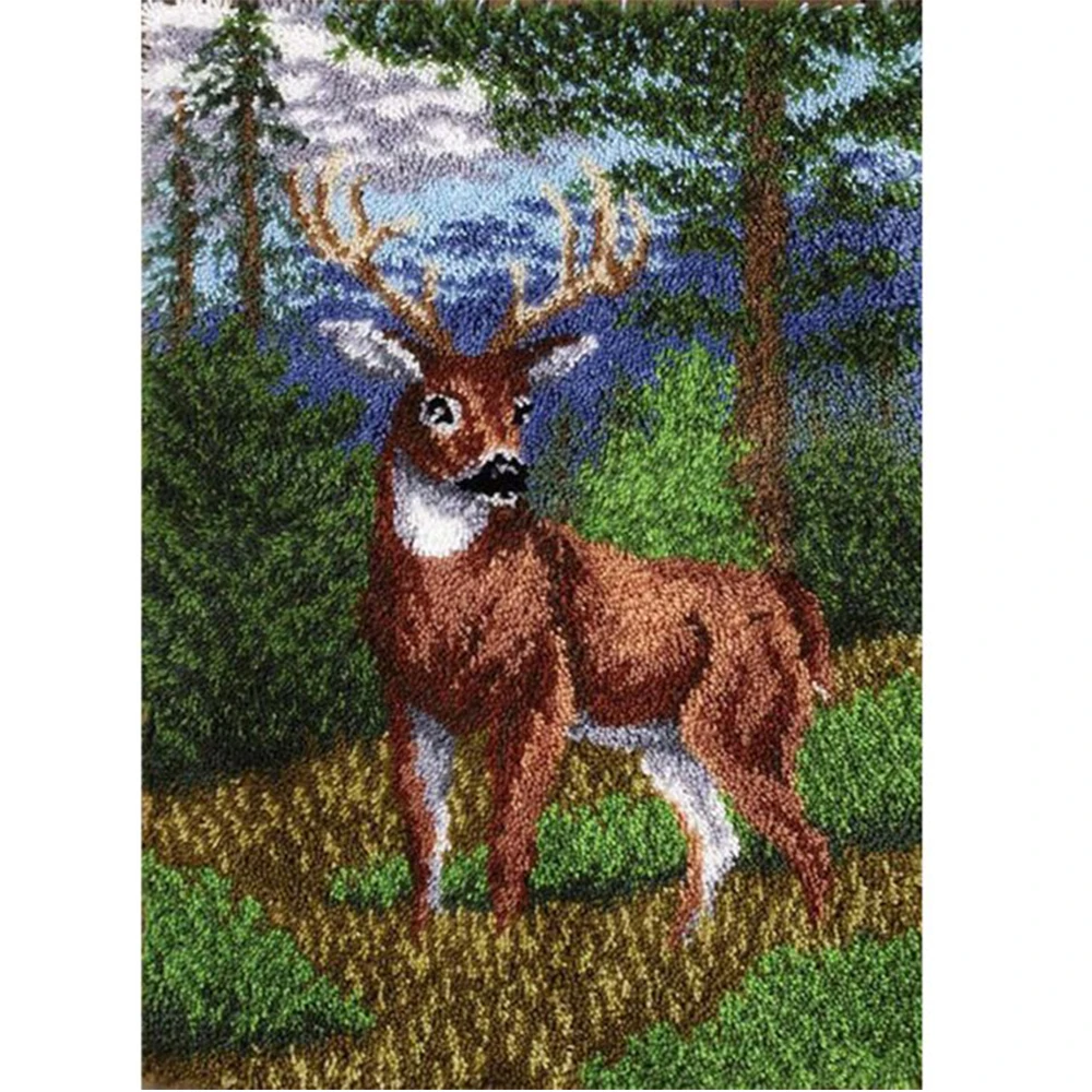 Latch hook rug kits with Pre-Printed Pattern Carpet embroidery do it yourself Foamiran for needlework Deer Tapestry Sewing rugs