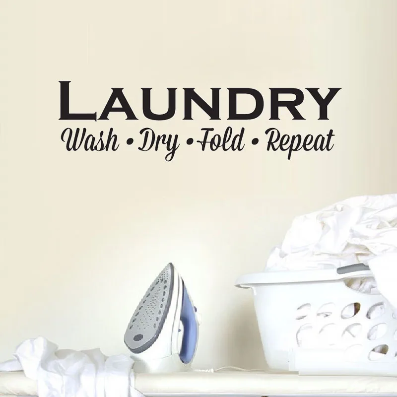 Laundry Wall Decals Laundry Room Wash Repeat Laundry Room Sign Vinyl Wall Sticker Waterproof Removable Wallpaper Poster