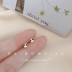 2022 Trendy Female Earrings Jewelry Golden copper Cute Mini Animal Small Panda Stud Earrings for Girls and Women Birthday Gifts