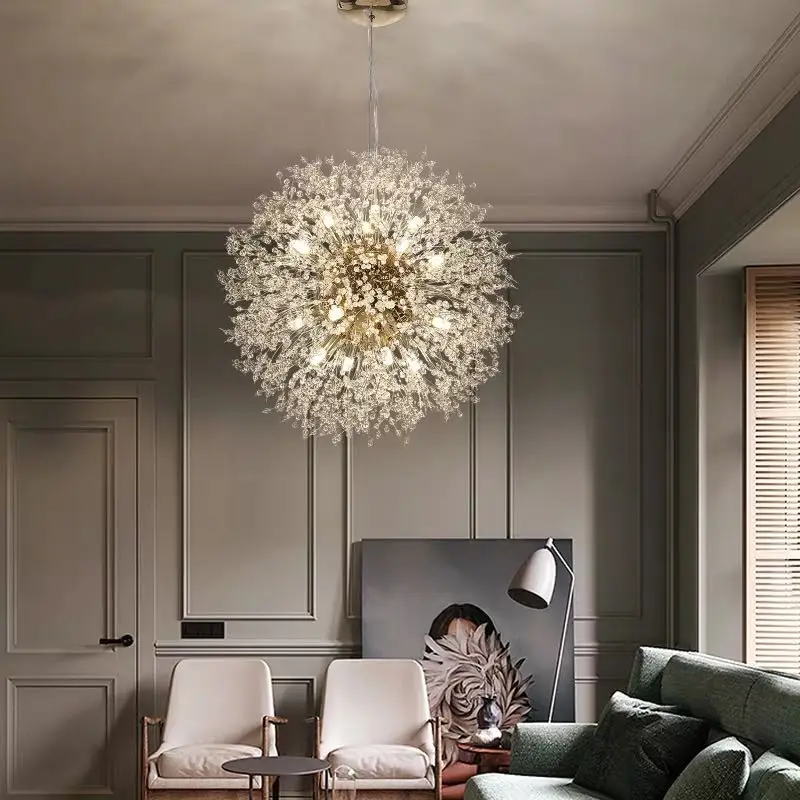 Spark Ball LED Chandelier Lighting Dandelion Chandelier Dinning Room Living Room Bar Personality Creative Art Crystal Hanglamps